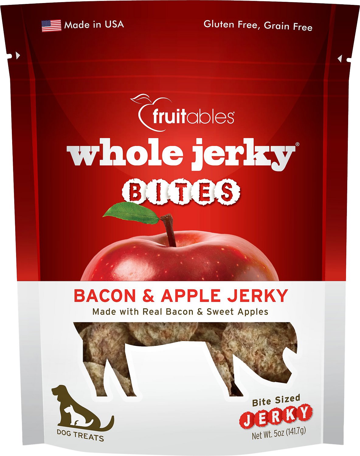 Fruitables Whole Jerky Bites Bacon & Apple Dog Treats, 5-oz