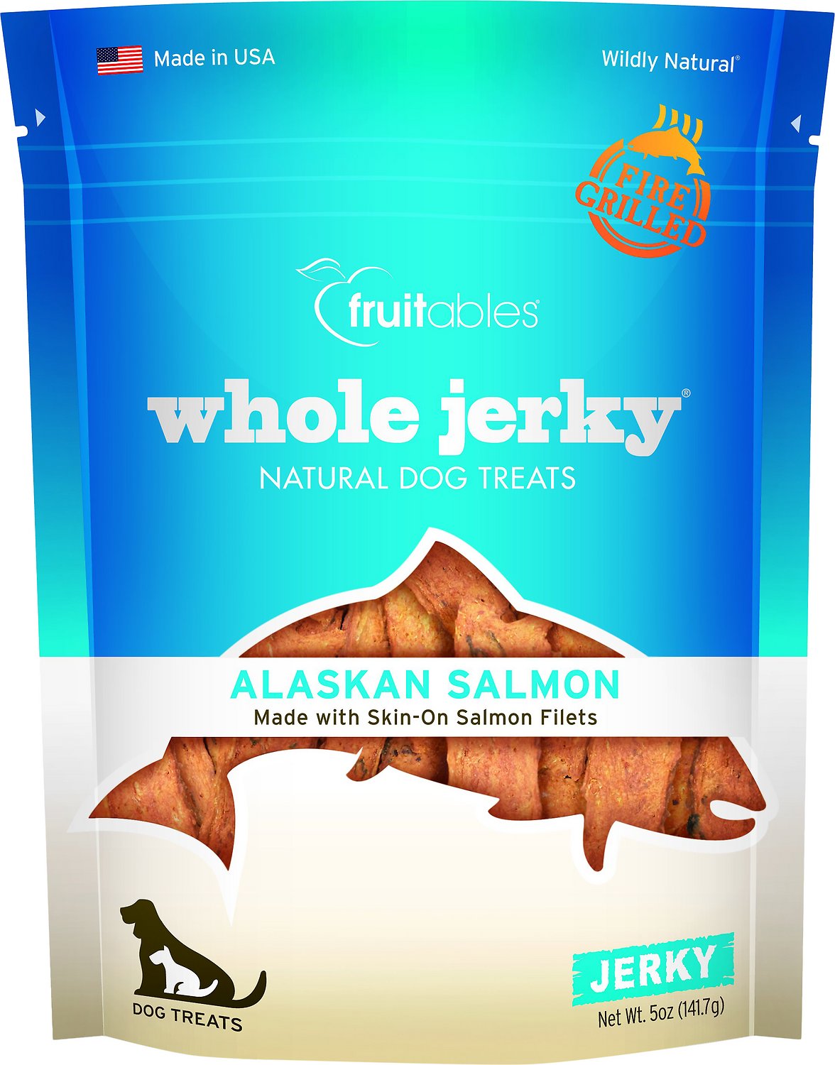 Fruitables Whole Jerky Alaskan Salmon Strips Dog Treat, 5-oz bag