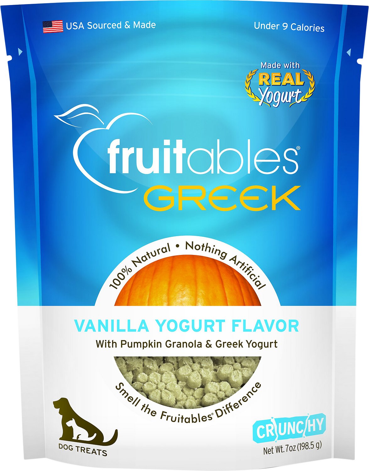 Fruitables Greek Vanilla Yogurt Flavor Crunchy Dog Treats, 7-oz bag