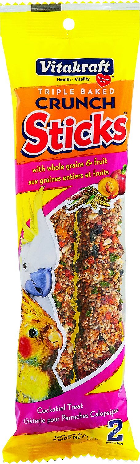 Vitakraft Triple Baked Fruit Sticks Cockatiel & Parrot Treats, 2-count