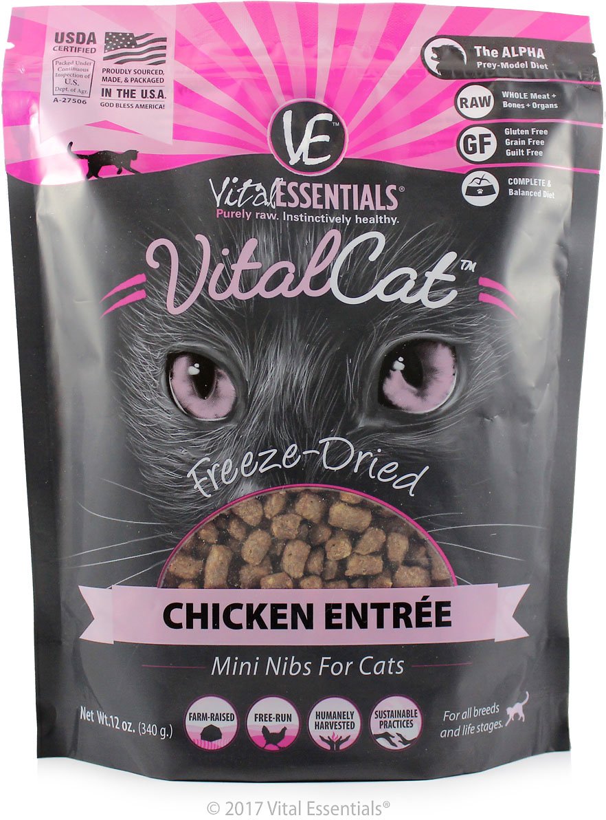 Vital Essentials Chicken Mini Nibs Entree Freeze-Dried Cat Food, 12-oz bag