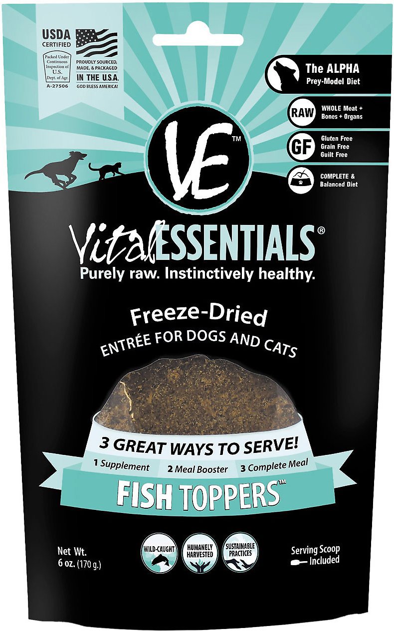 Vital Essentials Fish Freeze-Dried Dog & Cat Food Topper, 6-oz bag