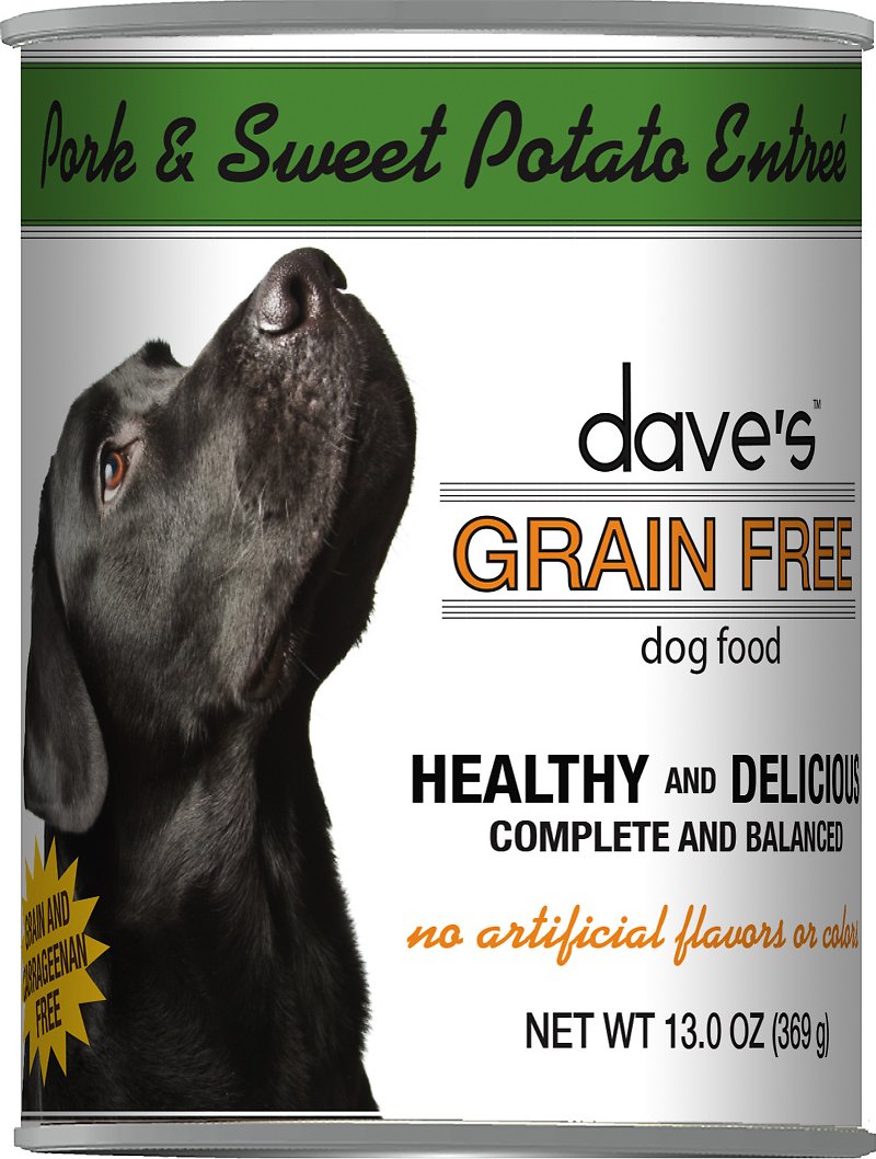 Dave's Pet Food Grain-Free Roasted Pork & Sweet Potato Canned Dog Food, 13-oz, case of 12