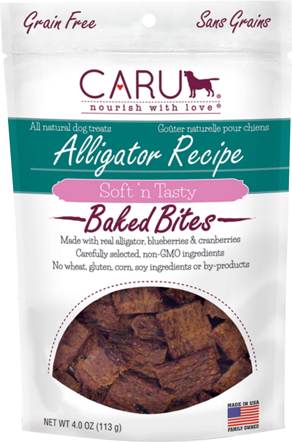 Caru Soft 'n Tasty Baked Bites Alligator Recipe Grain-Free Dog Treats, 4-oz