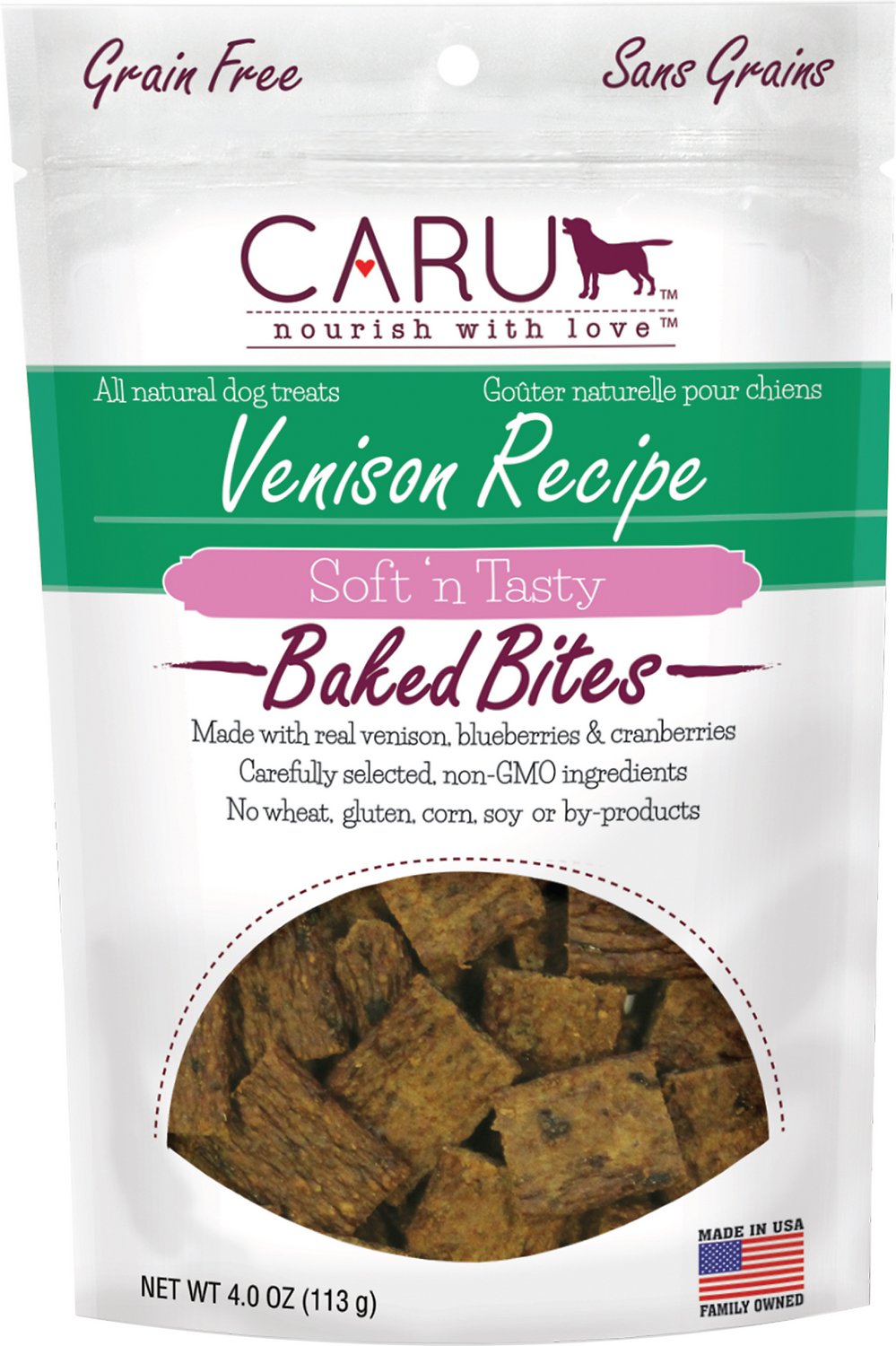 Caru Soft 'n Tasty Baked Bites Venison Recipe Grain-Free Dog Treats, 4-oz