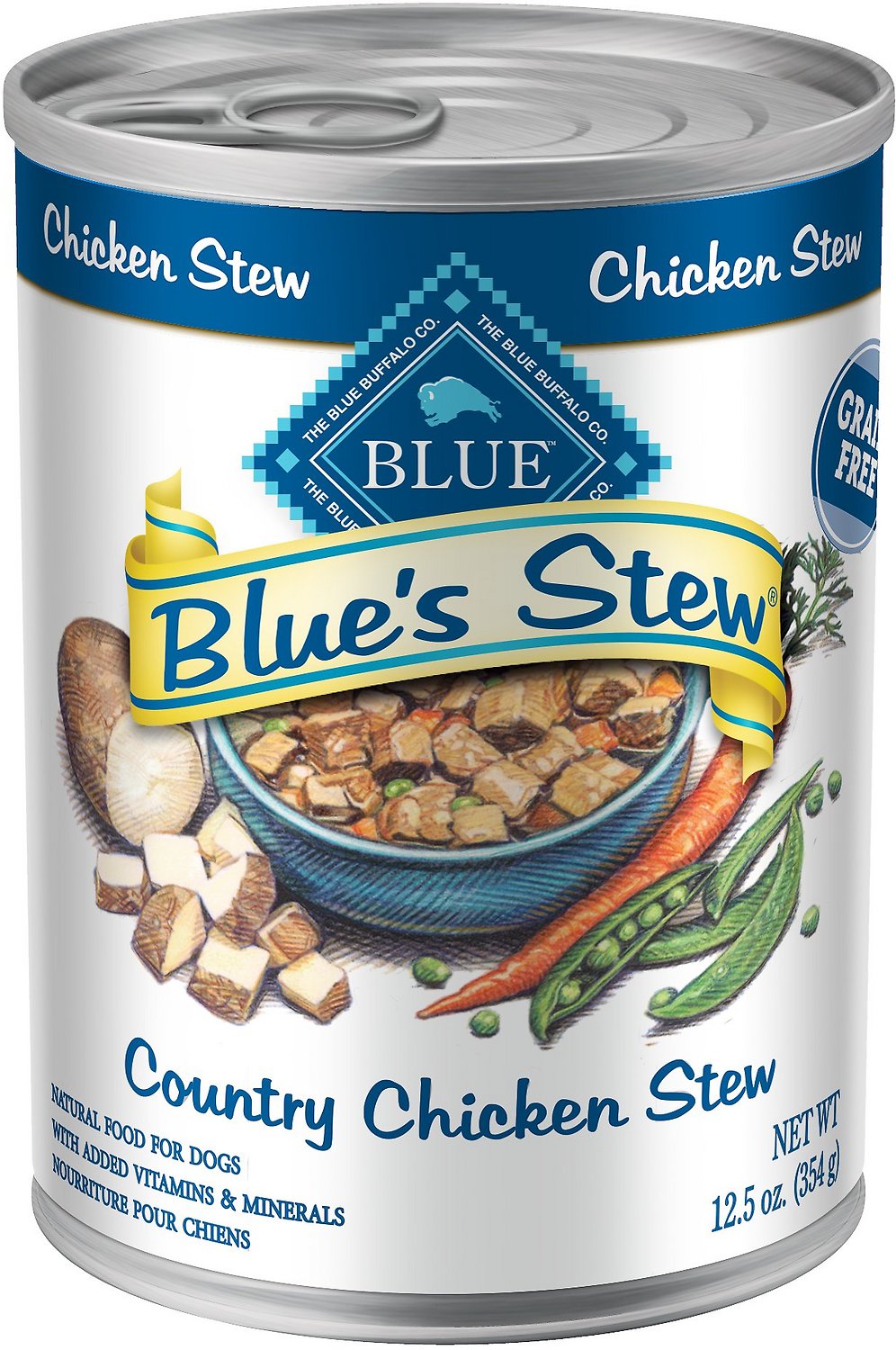 Blue Buffalo Blue's Country Chicken Stew Grain Free Wet Dog Food Can, 12.5-oz