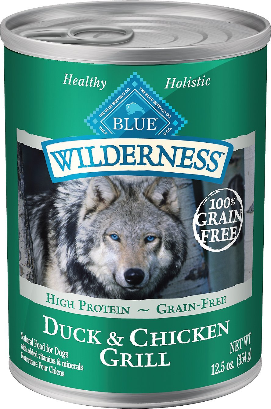 Blue Buffalo Wilderness Duck & Chicken Grill Grain-Free Wet Dog Food Can, 12.5-oz