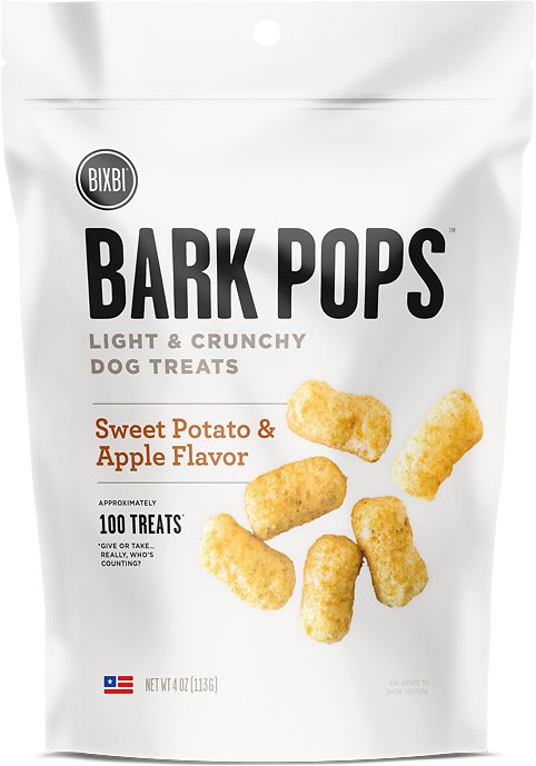 BIXBI Bark Pops Sweet Potato & Apple Flavor Light & Crunchy Dog Treats, 4-oz bag
