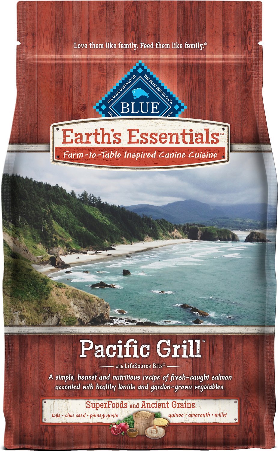 Blue Buffalo Earth's Essentials Pacific Grill Salmon & Lentil Ancient Grains Recipe Dry Dog Food, 4-lb bag