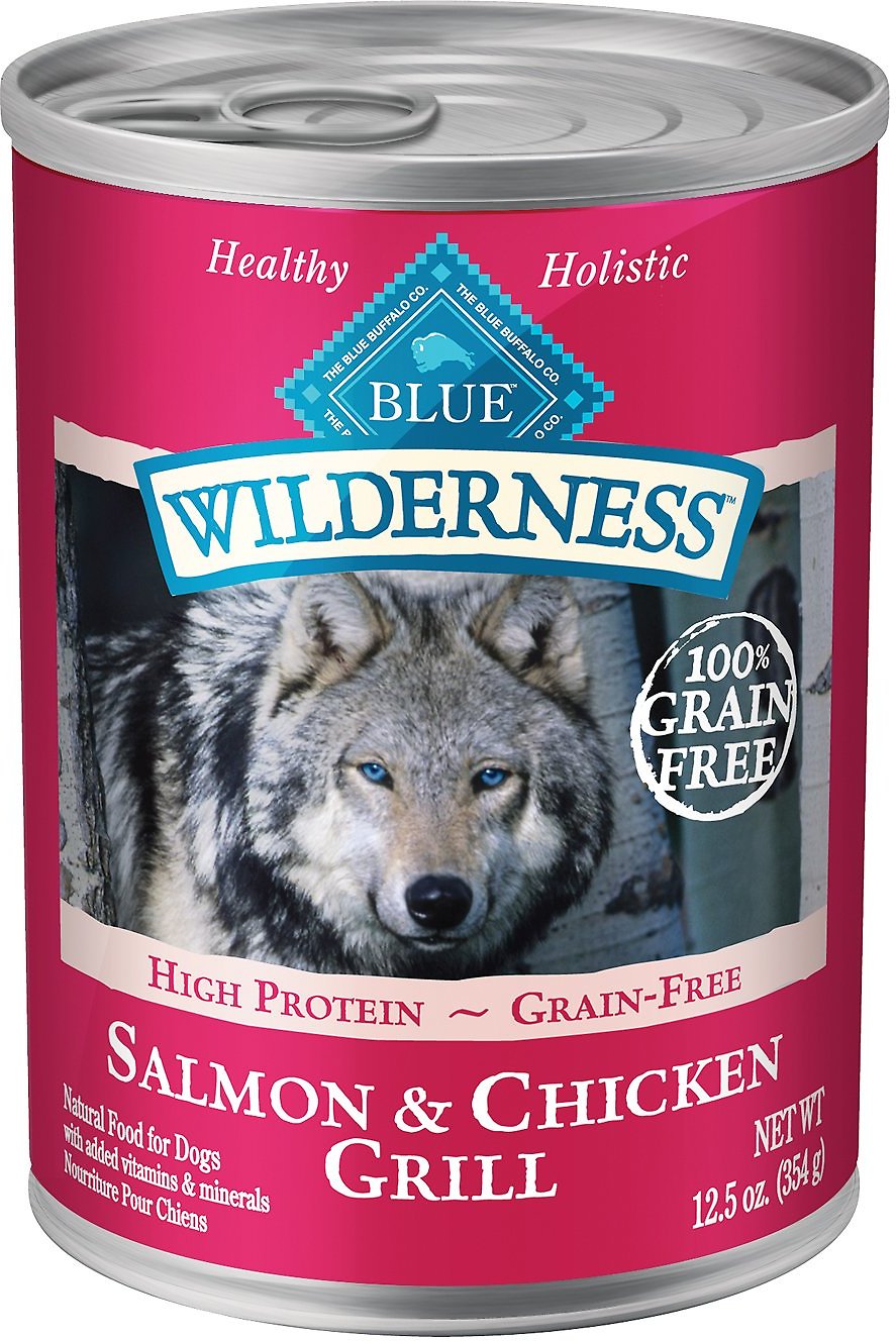 Blue Buffalo Wilderness Salmon & Chicken Grill Grain-Free Wet Dog Food Can, 12.5-oz