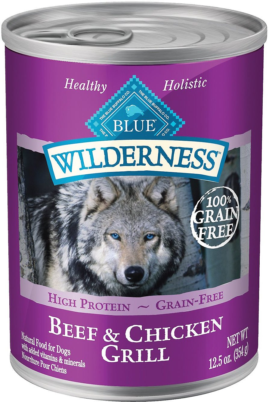 Blue Buffalo Wilderness Beef & Chicken Grill Grain-Free Wet Dog Food Can, 12.5-oz