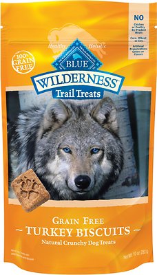 Blue Buffalo Wilderness Trail Treats Turkey Biscuits Grain-Free Dog Treats, 10-oz