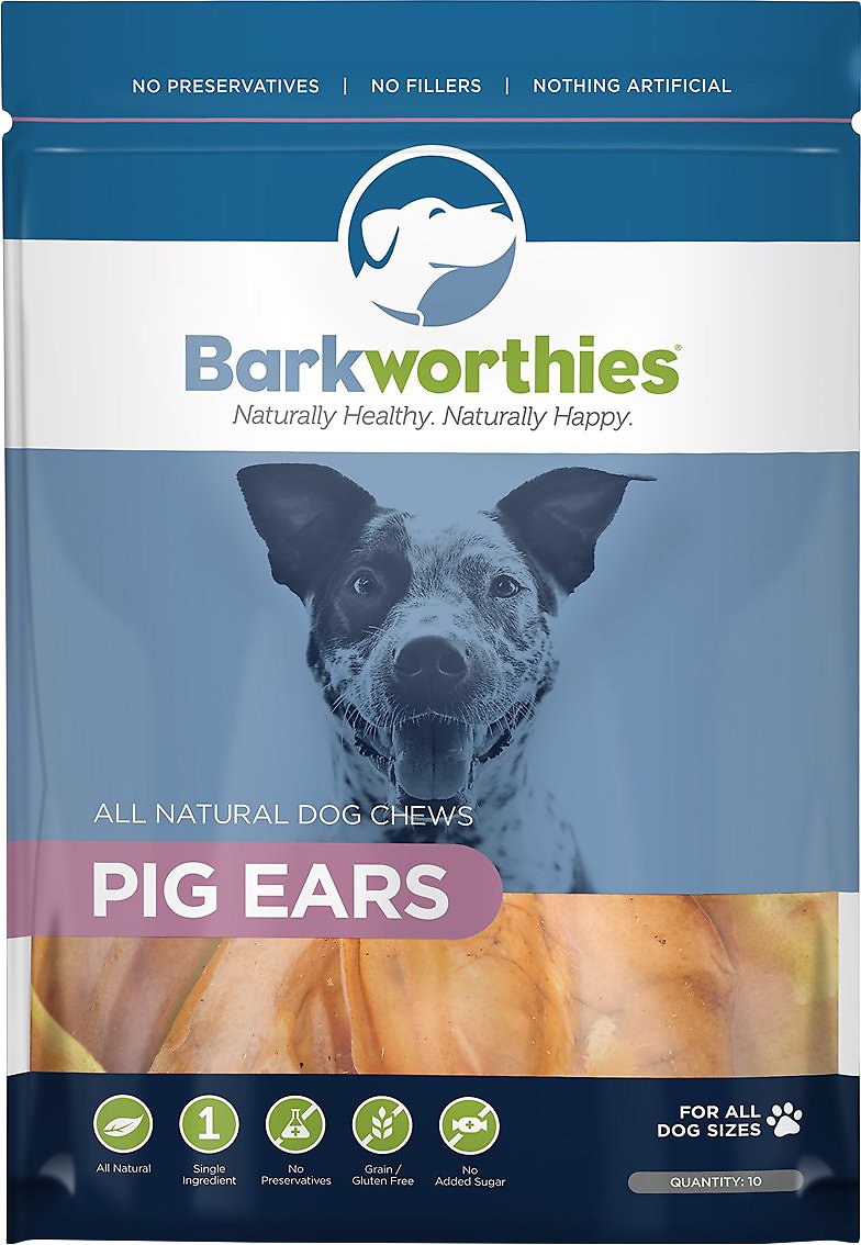 Barkworthies Pig Ears Dog Treats, 10 pack