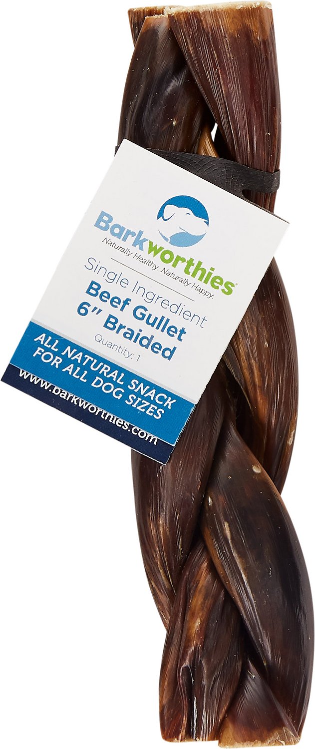 Barkworthies Braided Beef Gullet 6" Dog Treats