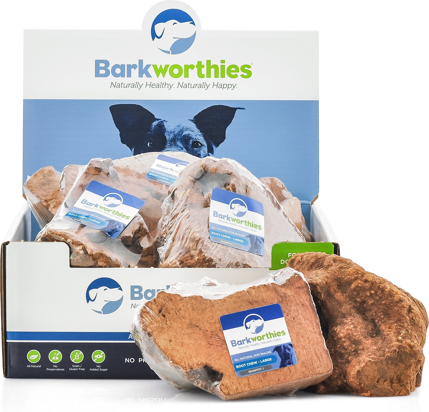 Barkworthies Large Root Dog Chew Toy, case of 6