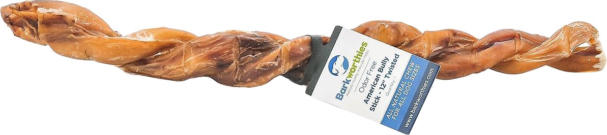 Barkworthies Odor-Free American Twisted 12" Bully Sticks Dog Treats