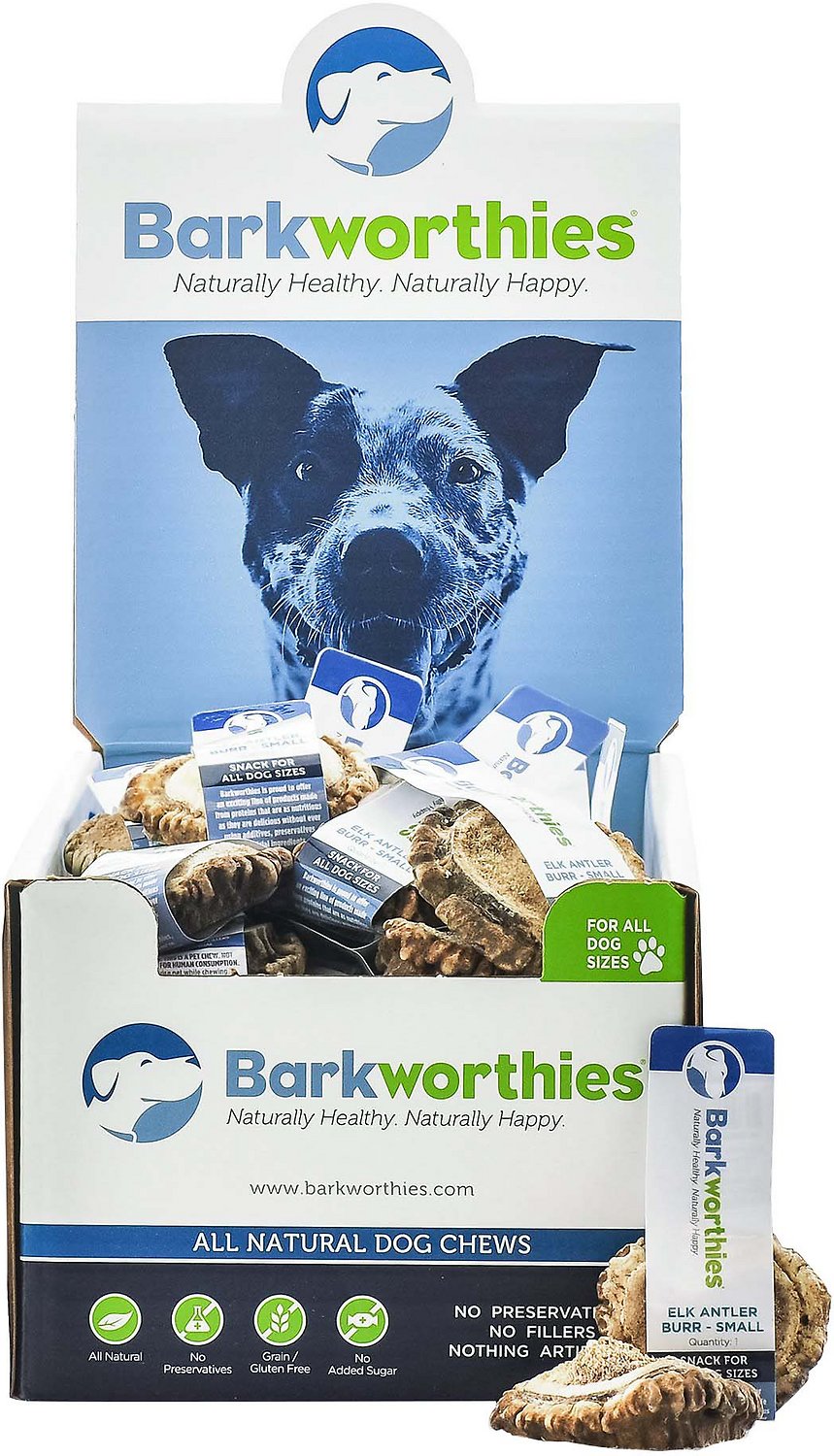 Barkworthies Small Elk Antler Burr Chew, case of 25