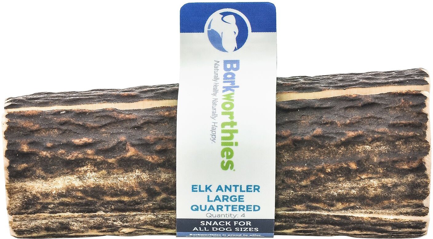 Barkworthies Quartered Elk Antler Dog Chew, 4 count