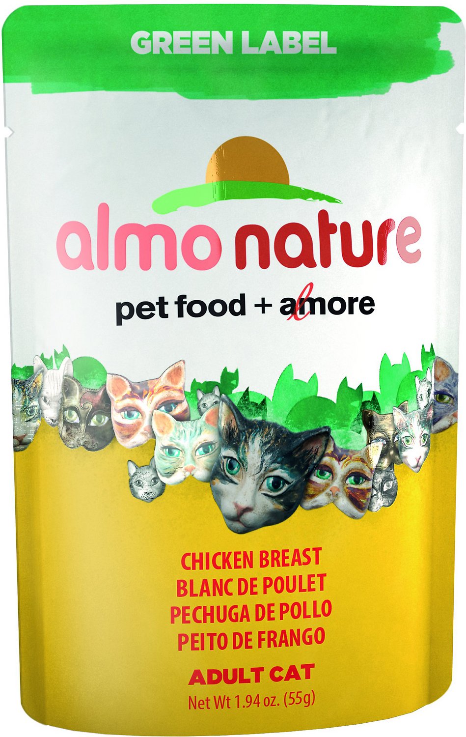 Almo Nature Green Label Chicken Breast Adult Grain-Free Cat Food Pouches, 1.94-oz, case of 24