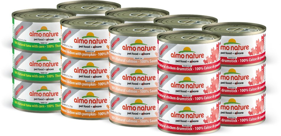 Almo Nature Legend Tuna, Chicken, and Salmon Variety Pack Grain-Free Canned Cat Food, 2.47-oz, case of 24