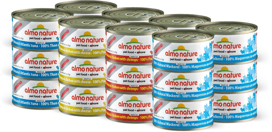 Almo Nature Legend Chicken, Tuna, and Mackerel Variety Pack Grain-Free Canned Cat Food, 2.47-oz, case of 24