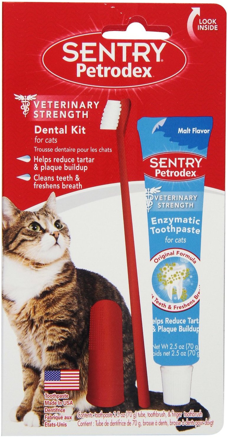 Sentry Petrodex Veterinary Strength Malt Toothpaste Dental Care Kit for Cats