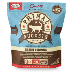 Primal Raw Frozen Nuggets Rabbit Formula Raw Cat Food, 3-lb