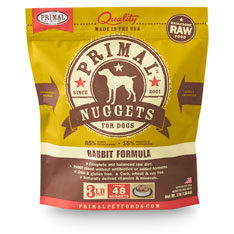 Primal Raw Frozen Nuggets Rabbit Formula Dog Food, 3-lb