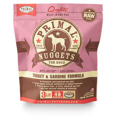 Primal Raw 1z Nuggets Turkey & Sardine Formula Raw Frozen Dog Food