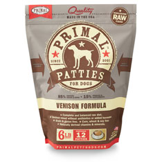 Primal Venison Formula Patties Raw Frozen Dog Food, 6-lb