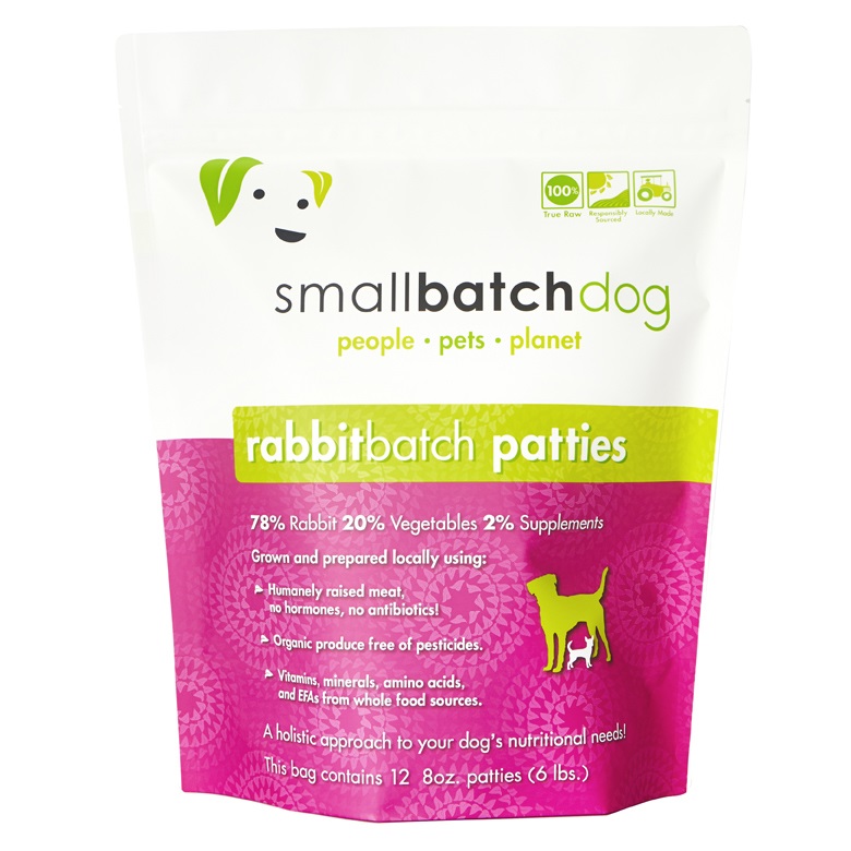 Smallbatch Dog Rabbit Batch Patties Raw Frozen Dog Food, 6-lb