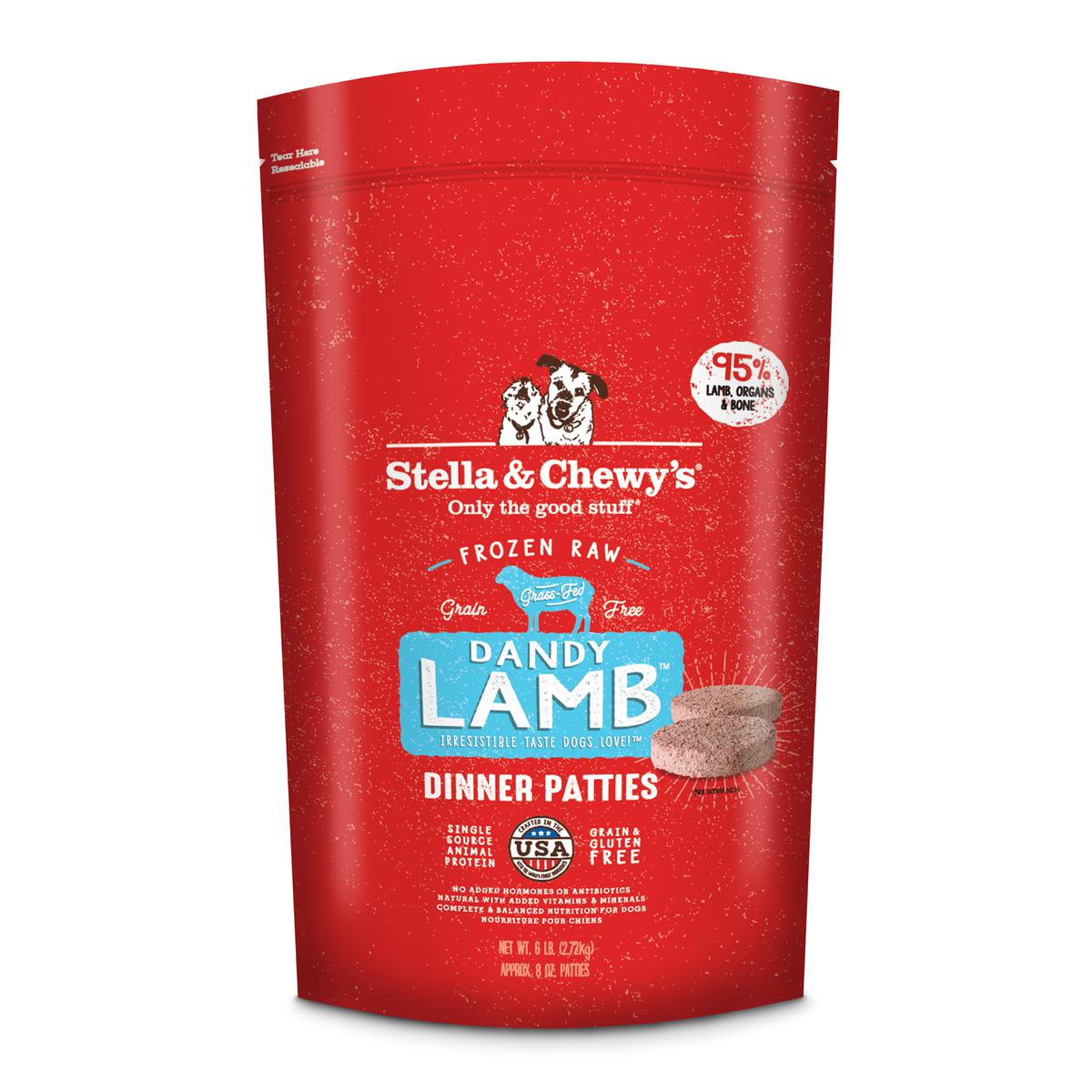 Stella & Chewy's Dandy Lamb 8-oz Dinner Patties Grain-Free Raw Frozen Dog Food, 6-lb
