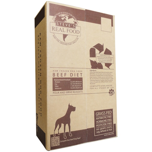 Steve's Real Food Beef Nuggets Raw Frozen Dog & Cat Food, 9.75-lb