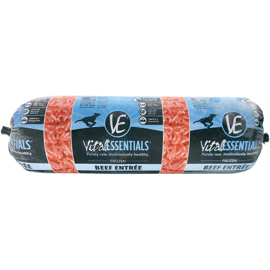 Vital Essentials Grain-Free Beef Chub Roll Raw Frozen Dog Food