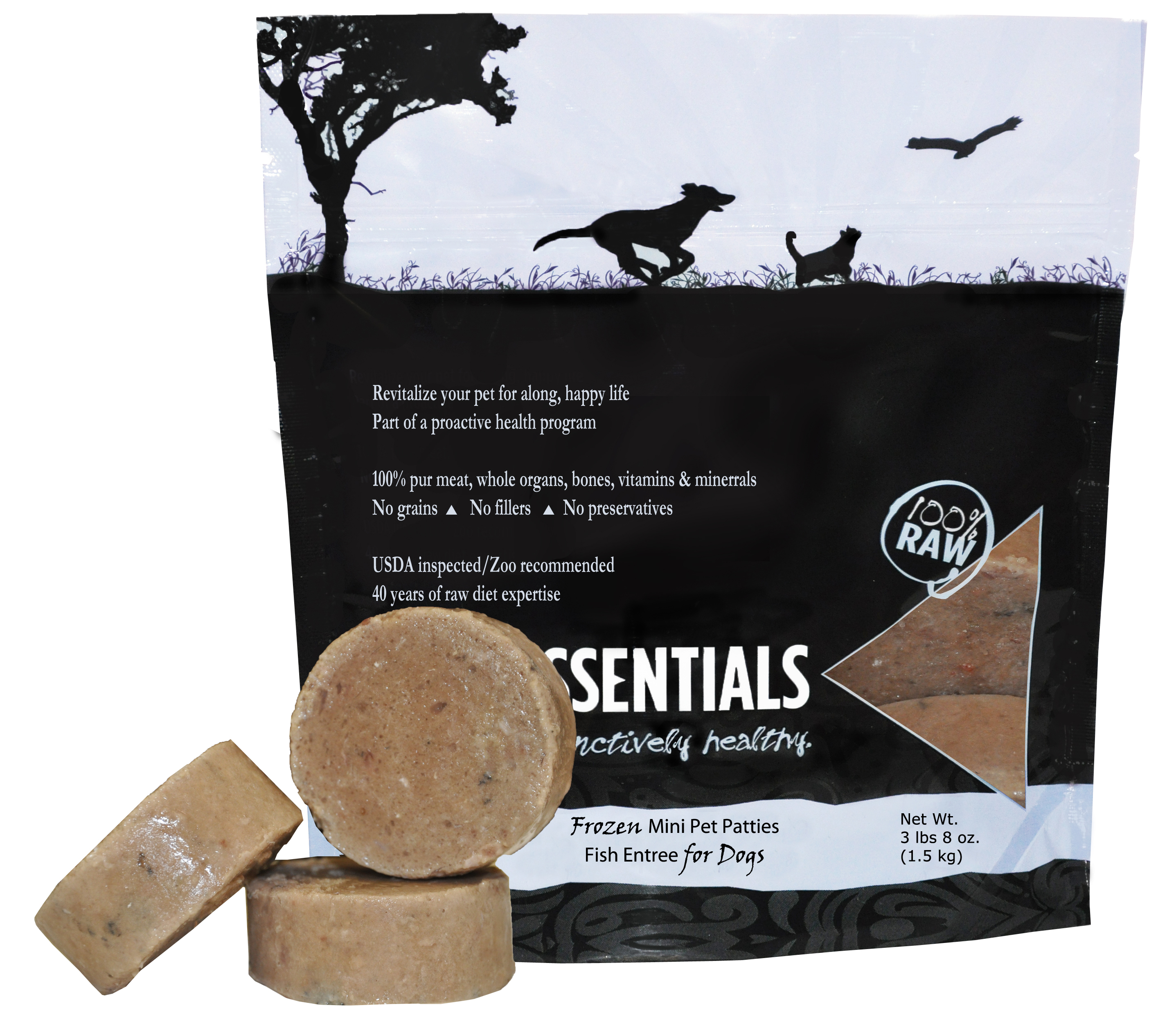 Vital Essentials Grain-Free Fish 2z Mini Patties Raw Frozen Dog Food