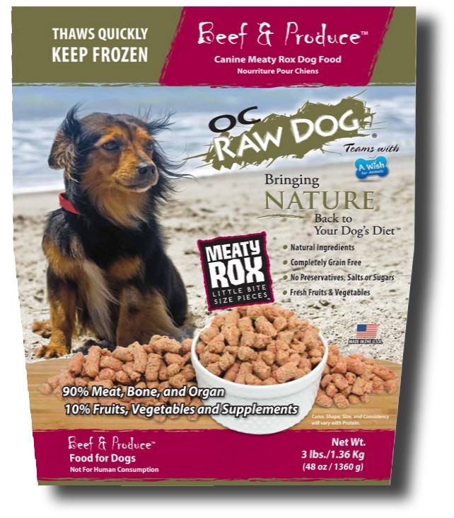 OC Raw Dog Beef & Produce Meaty Rox Raw Frozen Dog Food, 3-lb