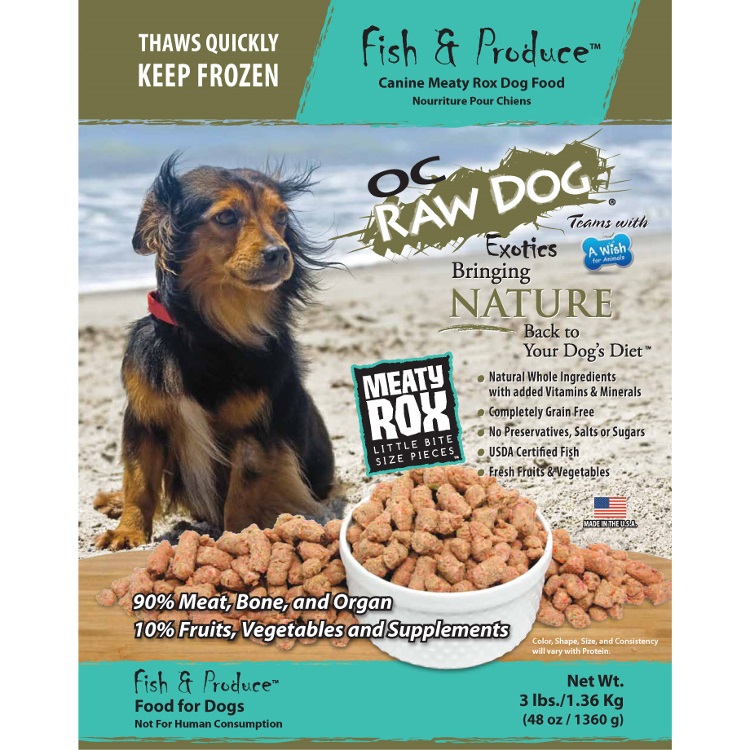 OC Raw Dog Fish & Produce Meaty Rox Raw Frozen Dog Food, 3-lb