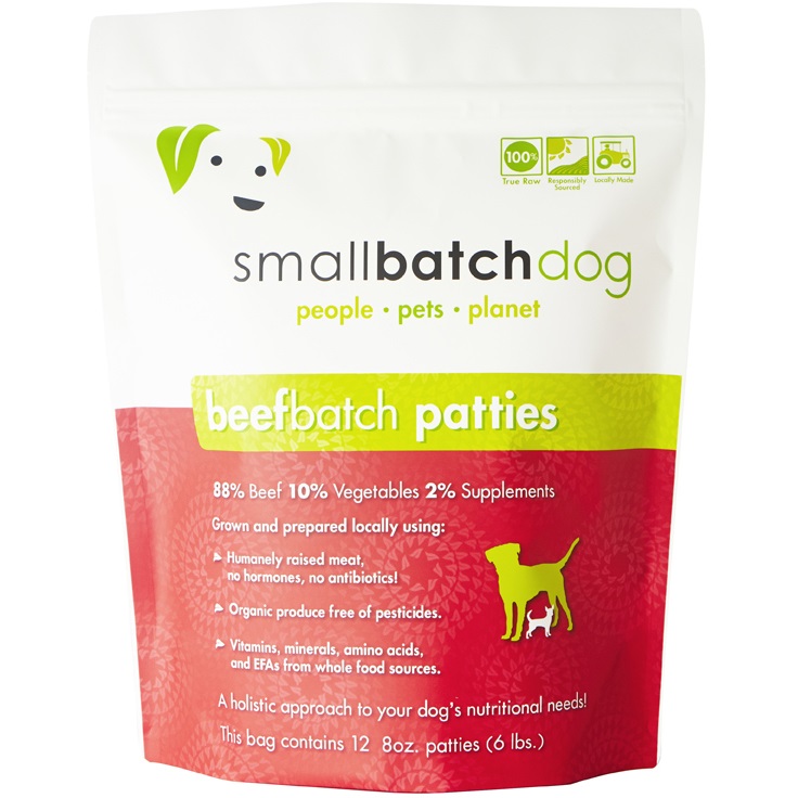 Smallbatch Dog Beef Batch Patties Raw Frozen Dog Food, 6-lb