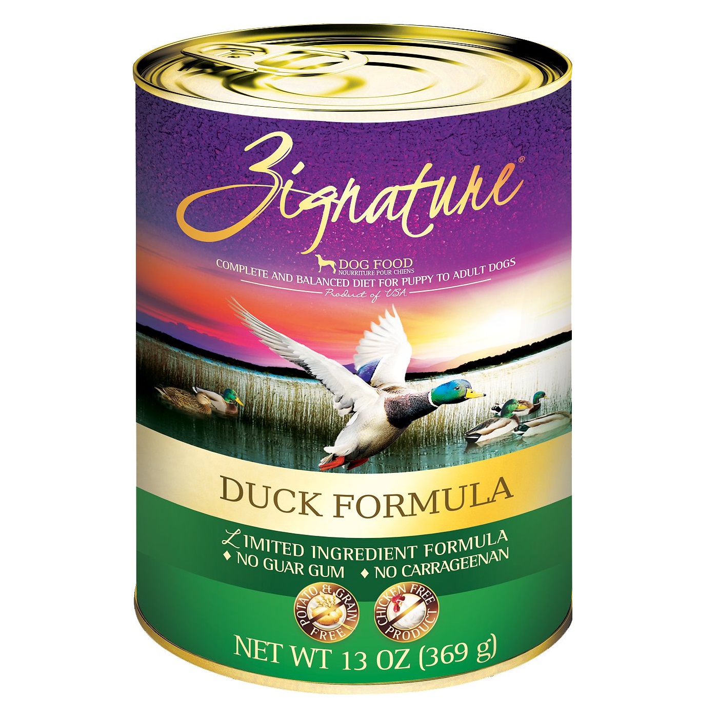 Zignature Duck Limited Ingredient Formula Grain-Free Canned Dog Food, 13-oz, case of 12