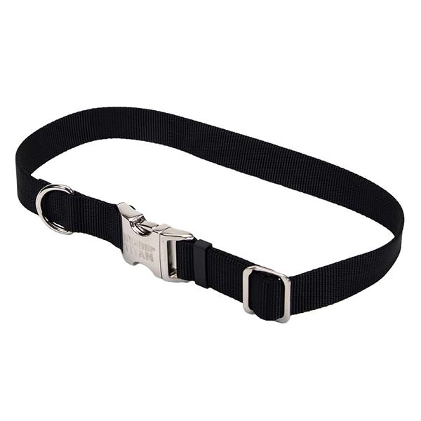 Adjustable Nylon Collar with Titan Metal Buckle Black