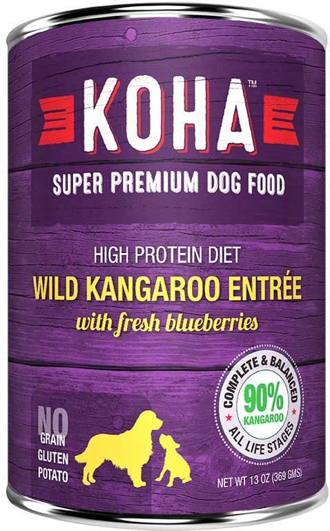 Koha Dog Food - Wild Kangaroo Entrée with Fresh Blueberries - 13oz 12/cs