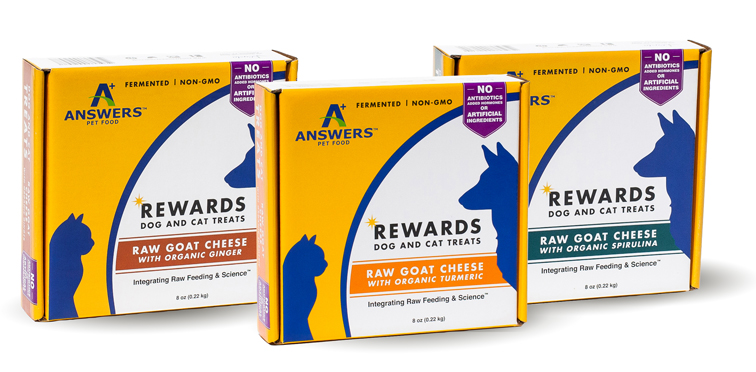 Answers Rewards Raw Goat Cheese with Organic Turmeric Grain Free treats for Cats and Dogs