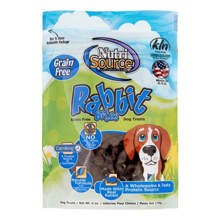 NutriSource Grain-Free Rabbit Bites Dry Dog Treat, 6 oz