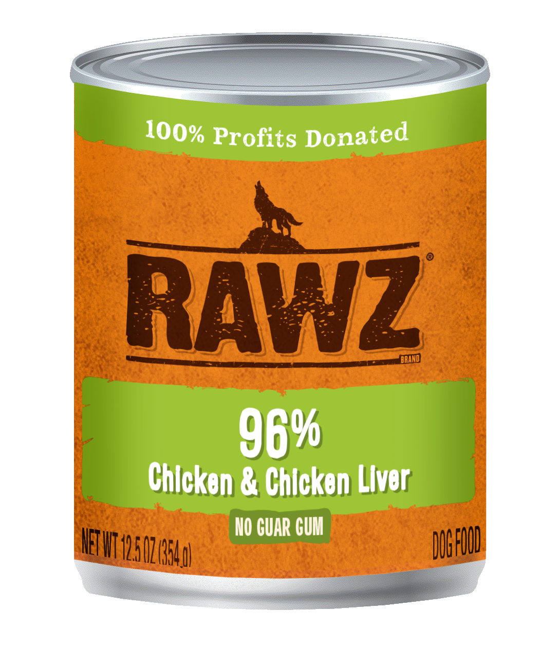 RAWZ Dog 96% Chicken & Chicken Liver Wet Dog Food Can, 12.5-oz