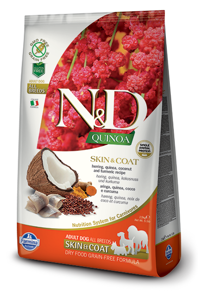 Farmina N&D Quinoa Skin & Coat Herring Adult Medium & Maxi Dry Dog Food, 5.5-lb