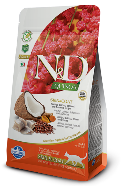 Farmina N&D Quinoa Skin & Coat Herring Dry Cat Food, 3.3-lb