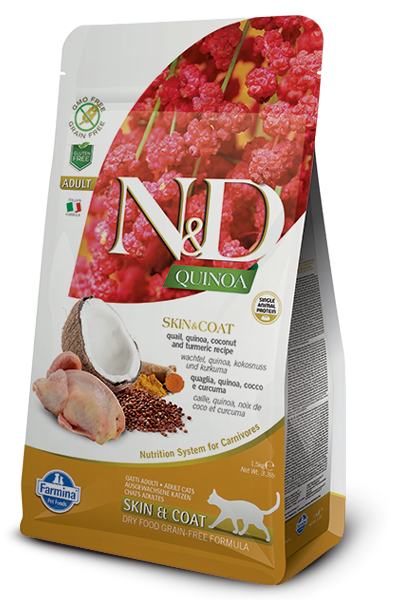 Farmina N&D Quinoa Skin & Coat Quail Dry Cat Food, 3.3-lb