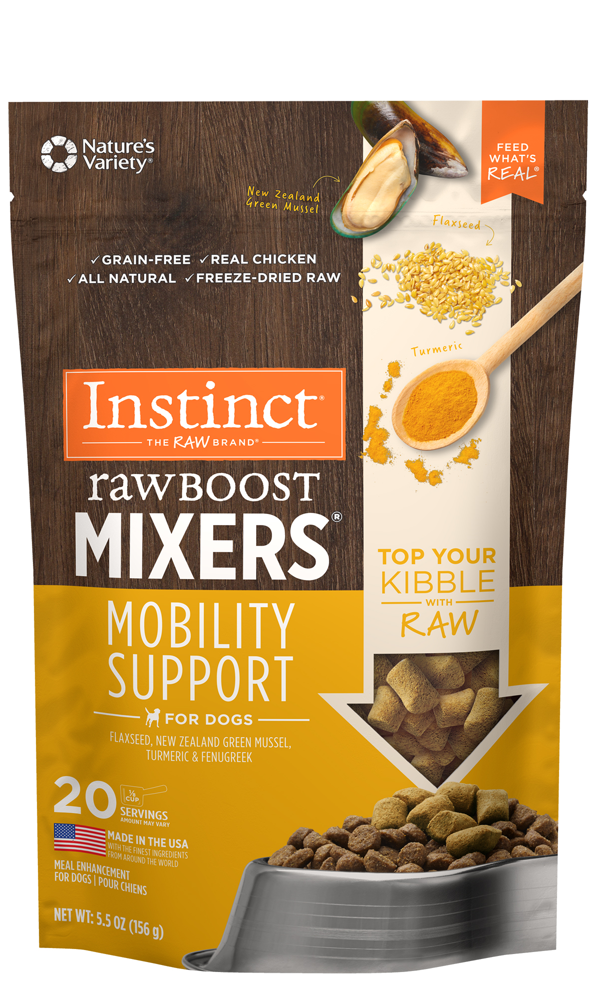 Instinct Raw Boost Mixers Mobility Support Freeze-Dried Dog Food Topper, .75-oz