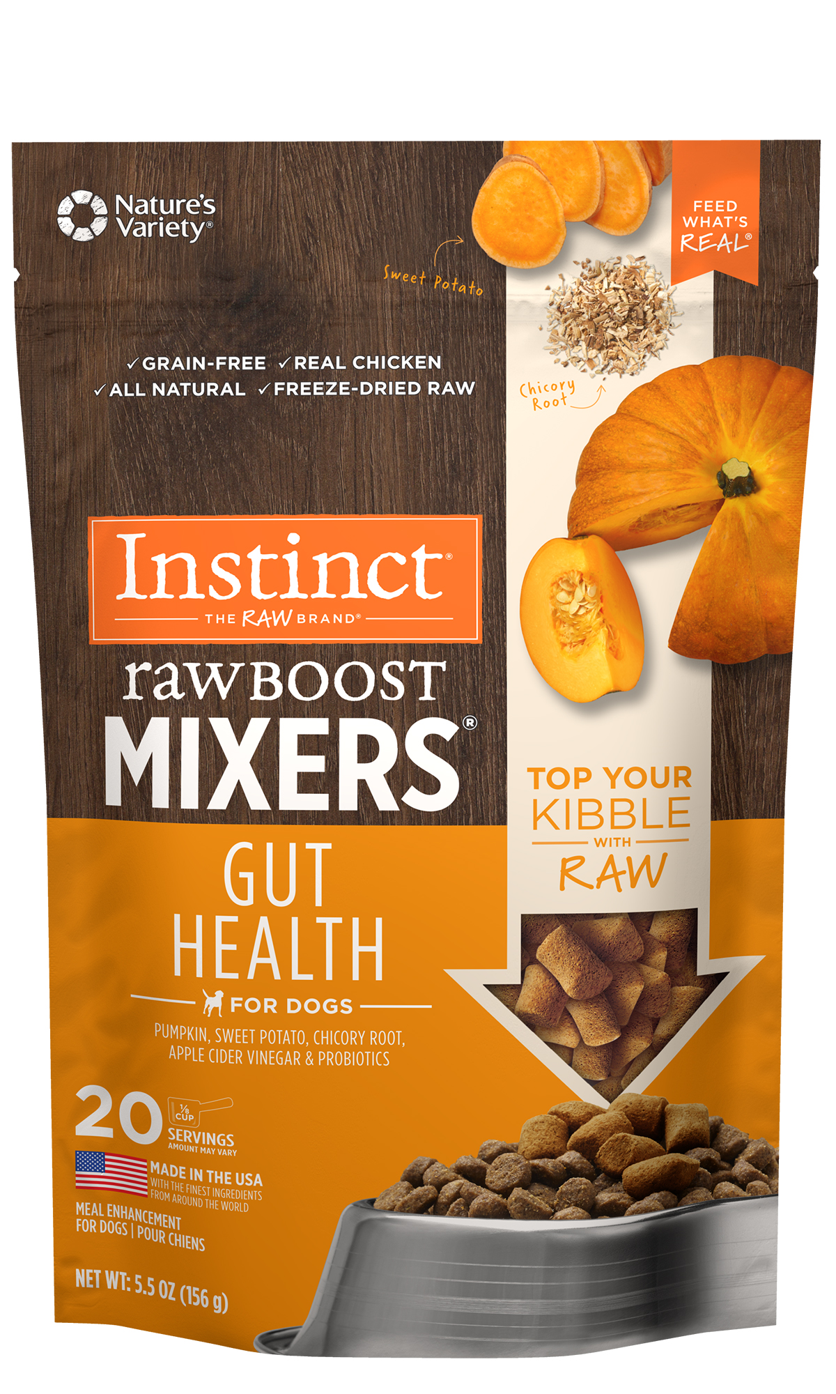 Instinct Raw Boost Mixers Gut Health Freeze-Dried Dog Food Topper, .75-oz