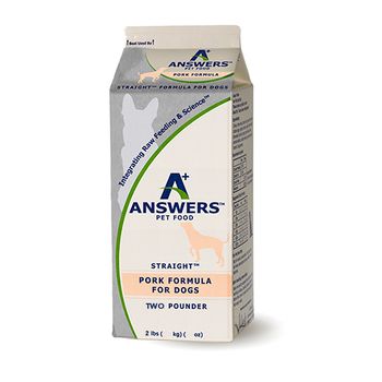 Answers Straight Pork Formula Raw Dog Food, 2-lb